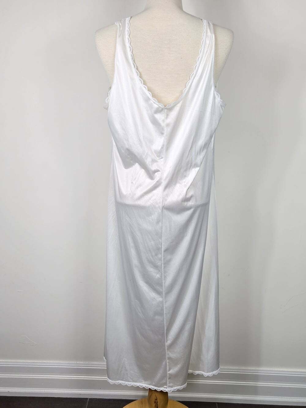 Vintage St Michael Marks & Spencer White Nylon Lace Slip Dress Nightgown 40 (L) - Picture 6 of 8